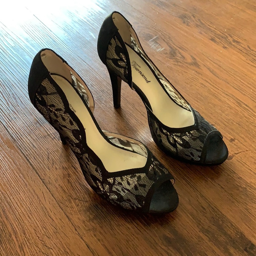 Black lace high heels
